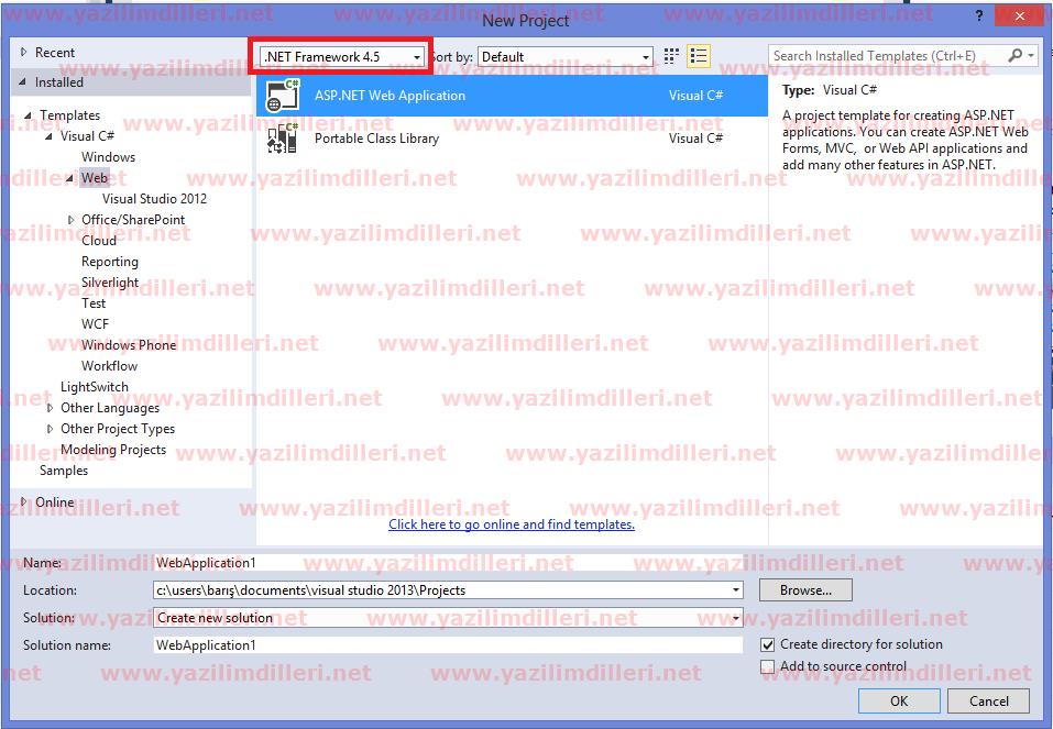 Visual Studio 2013 Web Application Oluşturmak