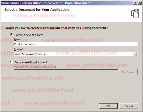 Visual Studio 2012 Word 2010 Projesi doküman formatı belirleme
