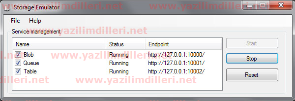 A&ccedil;ıklama: Storage Emulator ayarları bu kadar :)
