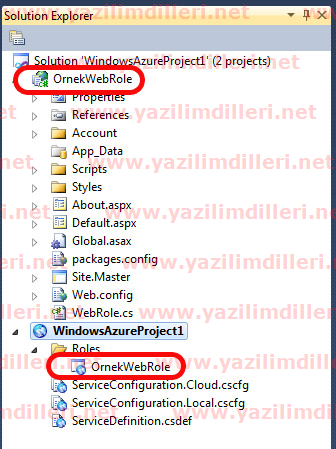 Açıklama: Solution'da bir Azure projesi var.