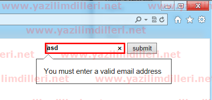 Description: HTML5 E-Mail Adresi Kontrolü