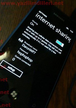 Description: WP7'de Internet Sharing