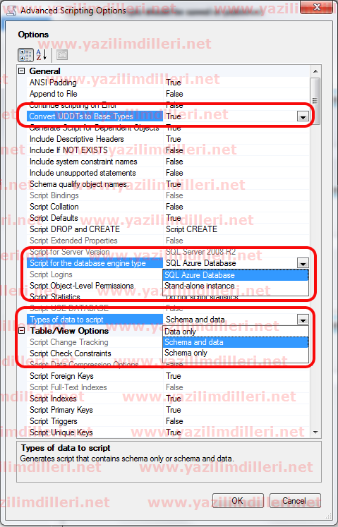 A&ccedil;ıklama: SQL Azure yolunda ufak ayarlar.