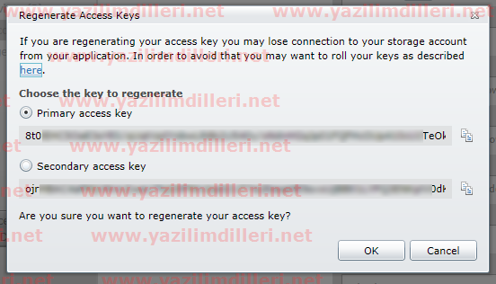 Açıklama: Access Key'leri yenilerken.