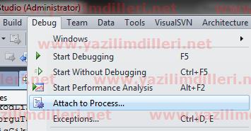 Visual Studio projesini çalışan programa Attach etme