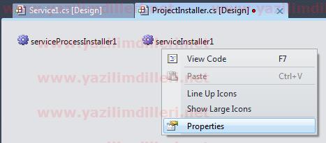 Service Installer özellikleri (Properties)