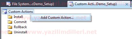 Setup projesine yeni Custom Action ekleme