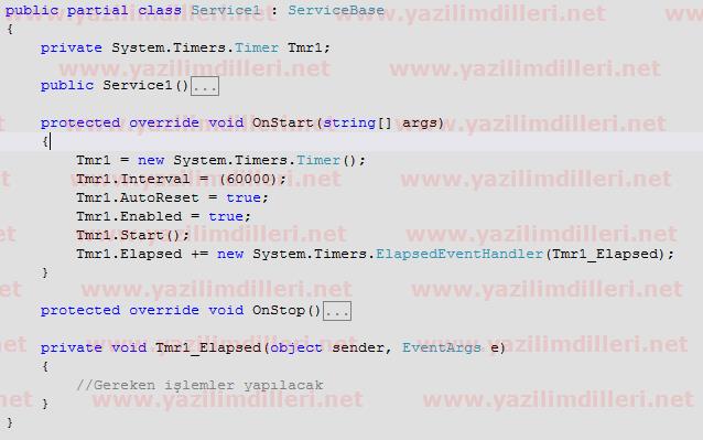 Windows Service projesinde Timer kullanımı