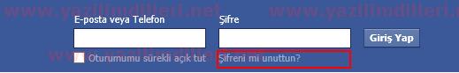 Facebook şifremi unuttum
