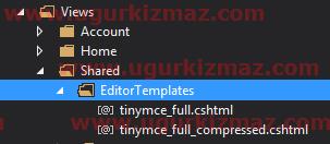 Asp.Net MVC TinyMCE editör template dosyaları