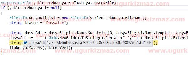 Asp.Net yüklenen dosya ismine GUID ekleme