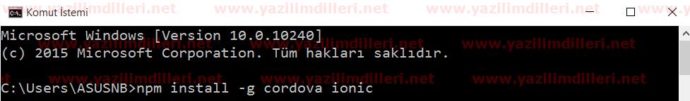 IONIC Framework komut satırı ile kurulum