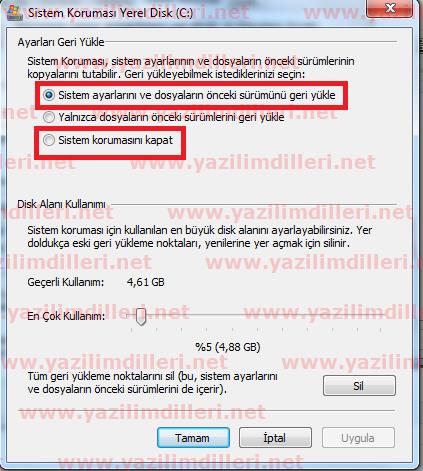 Windows 8 Sistem Geri Yükleme Özelliğini Açma ve Kapatma