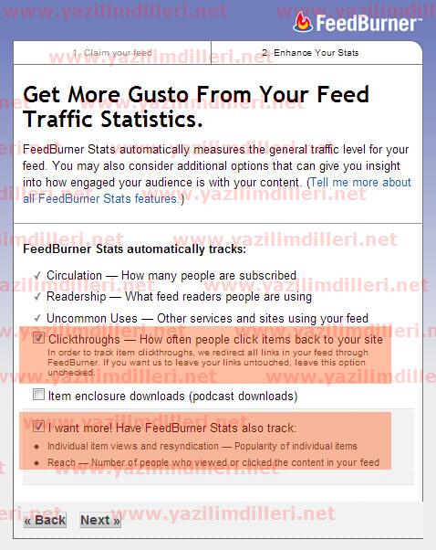 FeedBurner Traffic Statistics (Trafik İstatistikleri)