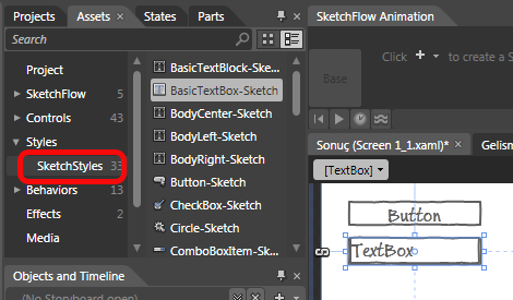 Sketchflow'a özel SketchStyles.