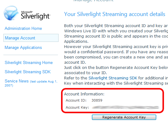 Silverlight Streaming Serivis Bilgileri