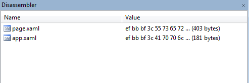 Silverlight 2.0 DLL dosyası içerisindeki XAML dosyalarımız.