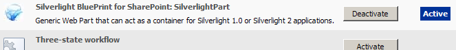 SilverlightPart özelliğini aktif hale getirdik.