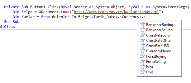 LINQ2XML Intellisense desteği.